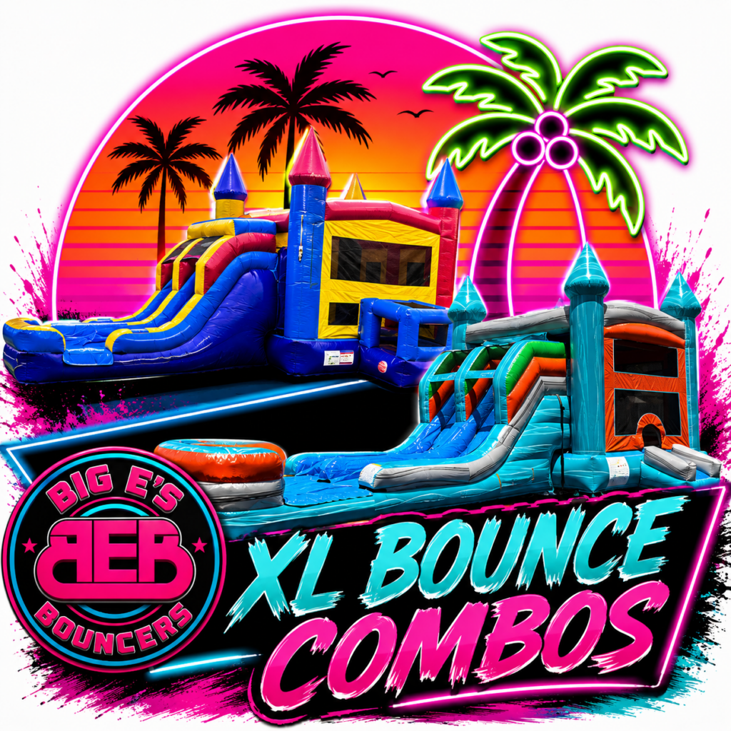Neon XL bounce house and water slide combo rentals graphic for Crestview, Florida